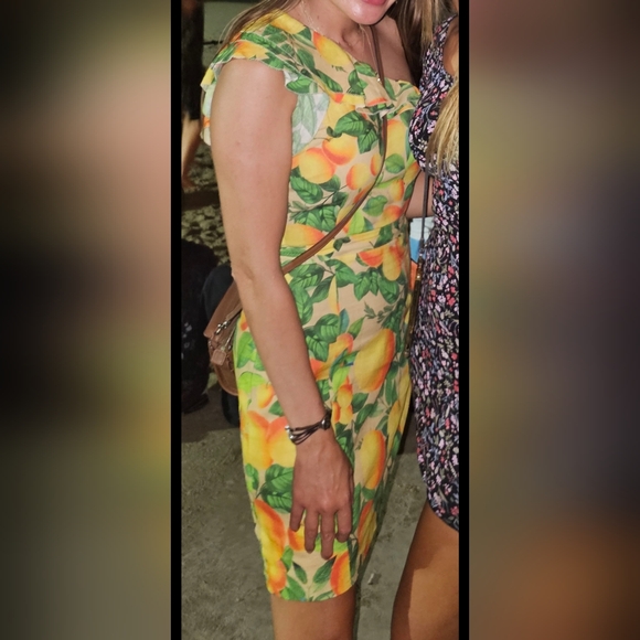 Farm Rio Orange Sands One Shoulder Linen Mini Dress - Picture 4 of 5